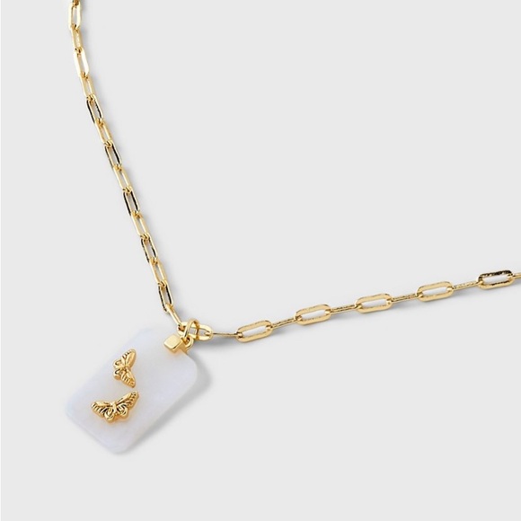 Beloved Inspired 14K Gold Dipped
Angelite Tag Moon Bee Pendant
Necklace - Gold - Picture 15 of 16